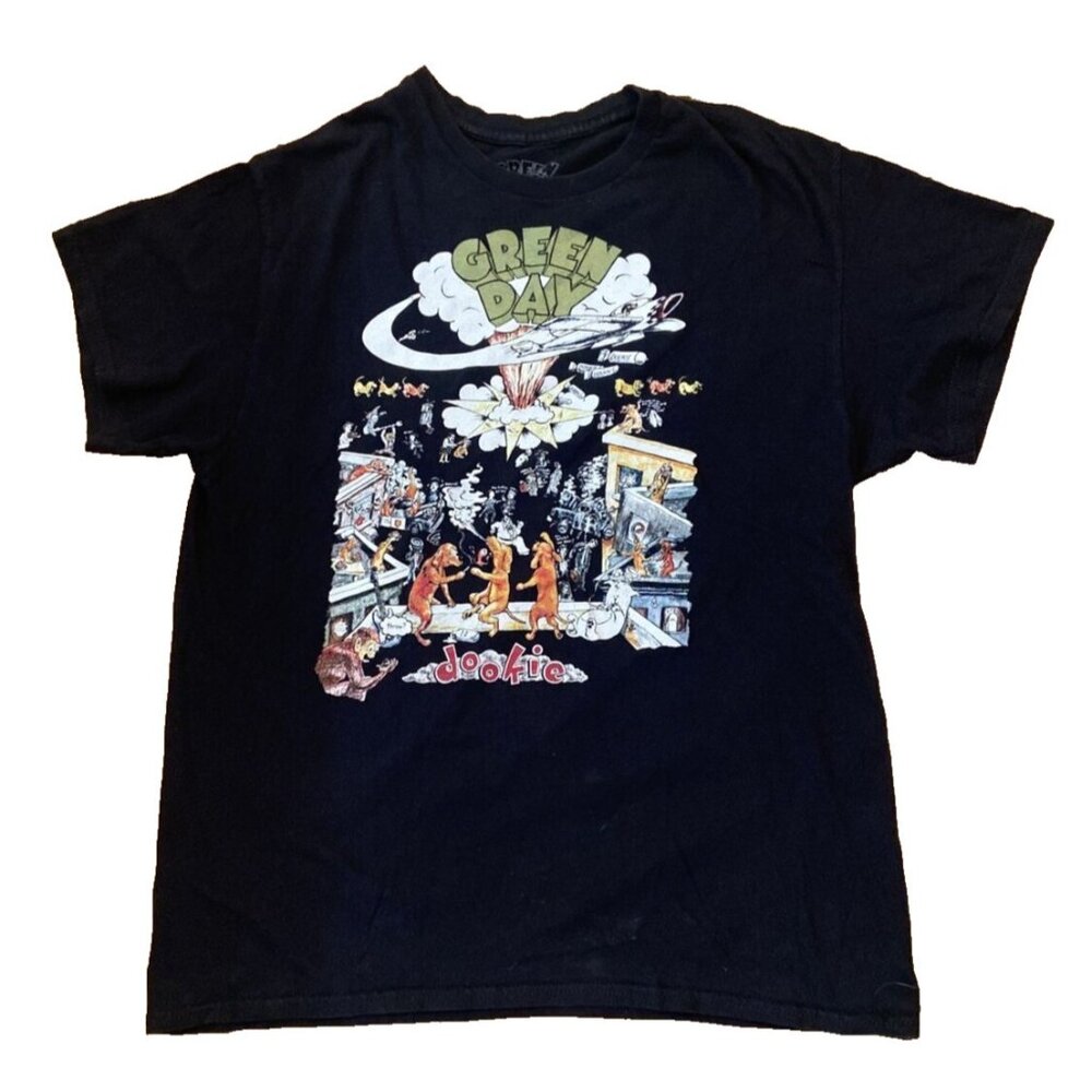Green Day Band Dookie T Shirt Men Sz L Punk Rock Band Concert Licensed Black